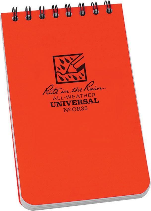 Rite in the Rain No OR35 Top Spiral Notebook 3x5 Orange