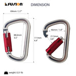 SWIFT: Cold forged, modified D-shaped, aluminum carabiner with an auto locking spring loaded gate and snag free key nose. Perfect for arborist, belaying and climbing because it is easy to use with one hand and extra large 1" gate clearance.