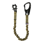  - Personal retention lanyard for a helicopter or an extraction mission - Equipped with MIL-SPEC 5625 tubular webbing - A Kong Frog quick release snap shackle with a non-reflective black oxide finish on one end and a 5,000 lb rated dual locking snap hook on the other - 1" wide Internal Elastic Bungee keeps the fully extended length down to approximately 30% and makes it useful for any retention purposes in any industry - Proudly made in USA