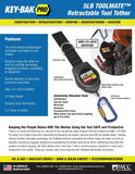 Prevent Harm to those below you with the ToolMate 5 lb. Retractable Tool Lanyard and “STOP THE DROPS”. Designed for Dropped Object Prevention confidently tether tools up to 5 lbs. to you, your harness, ladder, lift or the structure so an accidental dropped tool doesn’t injure a friend, coworker or teammate. 